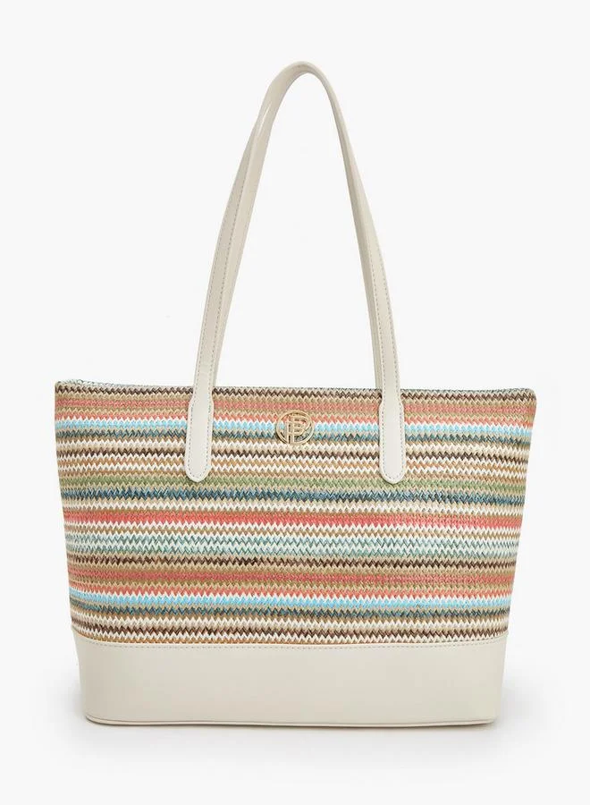 Peppermint Textured Tote Bag With Zip Closure